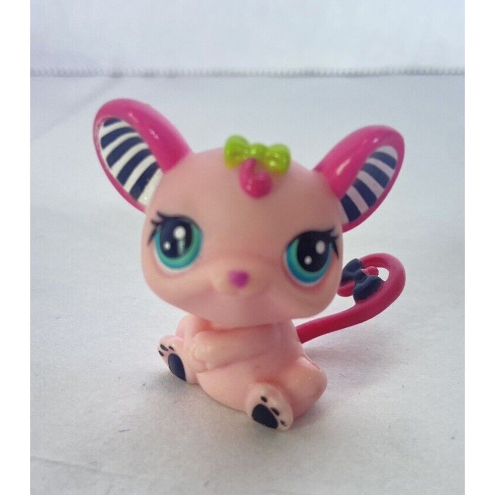 Littlest Pet Shop LPS 2165 Rat Pink Striped Ears Figure Toy Hasbro Authentic